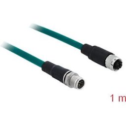 DELOCK 85421 - Network cable M12 8 pin X-coded male to female TPU 1 m