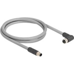 DELOCK 80542 - M12 Cable L-coded 5 pin male straight to female right angled PUR