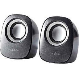 NEDIS N CSPR10020BK - PC speaker, 2.0, 12 W, 3.5mm Jack, Black / Silver