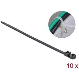 DELOCK 18953 - Cable ties, screw-mountable, 400 x 7.6 mm, black, 10 pieces