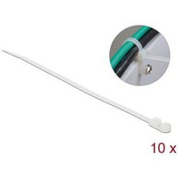 DELOCK 18945 - Cable ties, screw-mountable, 200 x 4.8 mm, white, 10 pieces