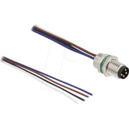 DELOCK 80149 - M8 4 pin cable, male / open ends, A-coded 0.5 m