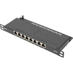 DIGITUS DIGI D91608SSLEA - Cat.6a Patch Panel, shielded, 8-port, 0.5U, 10'', black