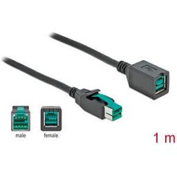 DELOCK 85980 - PoweredUSB extension cable 12 V 1 m