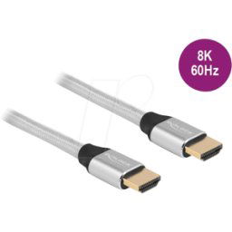 DELOCK 85365 - Ultra High Speed HDMI Cable 48 Gbps 8K 60 Hz silver 0.5 m certif