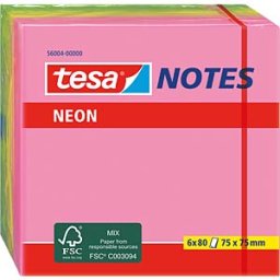 TESA 56004 - tesa® Neon Notes, 75 x 75 mm, 6x 80 sheet