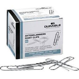 DURABLE 122725 - Paper clips, 77 mm, zinc-plated, 100 pieces