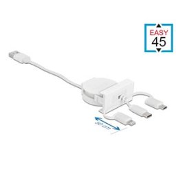 DELOCK 81375 - Easy 45 Module USB 2.0 3 in 1 Retractable Cable, white