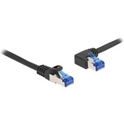 DELOCK 80217 - Patch cable, Cat.6a, S/FTP, straight/left angled, 0.5 m, black