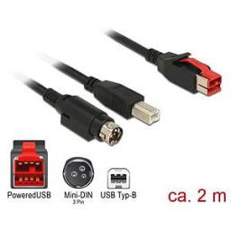 DELOCK 85488 - PoweredUSB cable male 24V > USB B + Mini-DIN 3 Pin, 2 m