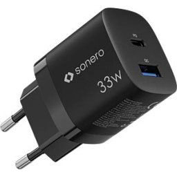 SONERO SON X-PS120 - USB-Ladegerät, 33 W, GaN, PD, 1x USB-C, 1x USB-A, schwarz