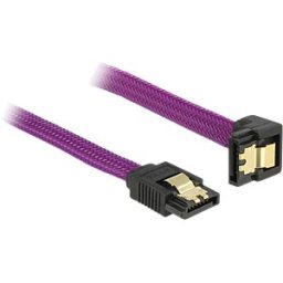 DELOCK 83694 - SATA 6 Gb/s 20-cm purple angled/straight metal cable