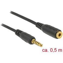 DELOCK 85700 - Extension Cable Stereo Jack 3.5 mm 5 pin male > female 0.5 m bla
