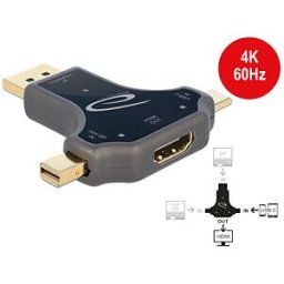 DELOCK 64060 - 3-in-1 Adapter, USB Type-C, DisplayPort, mini Displayport > HDMI