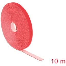 DELOCK 18720 - Hook and loop tape on roll, 10 m x 13 mm, red