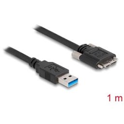 DELOCK 87799 - USB 3.0 cable, A male to Micro-B male, screwable, 1 m