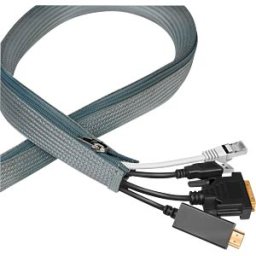 LOGILINK KAB0072 - Cable sleeve with zipper, Polyester, Ø 30 mm, grey, 2 m