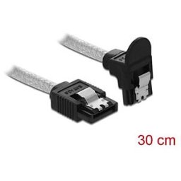 DELOCK 85345 - SATA 6 Gb/s Cable straight to downwards angled 30 cm transparent