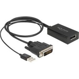 DELOCK 63189 - Adapter DVI male to DisplayPort 1.2 female black 4K with HDR fun