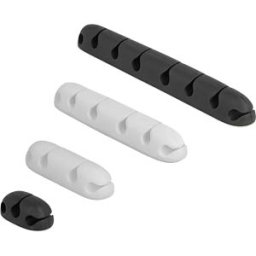 DELOCK 18402 - Cable holder, self-adhesive, set of 4 pieces, black / white
