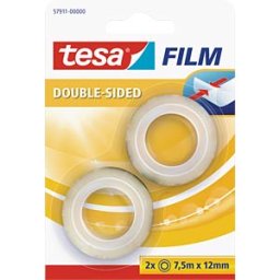 TESA 57911 - tesafilm® double sided, 7.5 m x 12 mm, 2 rolls