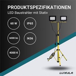 LUXULA LX-400170 - LED construction spotlight, 2x 30 W, 4000 K, 6000 lm, IP65