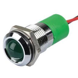 APEM APM Q14P3C G12E - Indicator LED, 12 V DC, 14 mm, wired, green/BrC