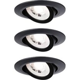PAULMANN PLM 93367 - Recessed light, 4.8 W, 3000 K, 70°, round, matt black, set of 3