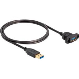 DELOCK 87855 - USB 3.0 cable, A male to A female, panel-mount, 1 m