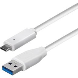 MAXTRACK MATR C511-1WL - USB 3.0 cable, USB-A connector to USB-C connector, LED, white, 1