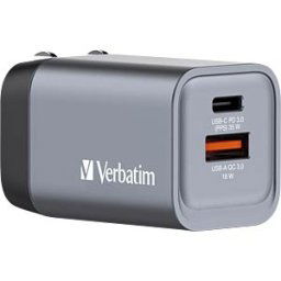 VERBATIM 32200 - USB charger, 35 W, 1x USB-C PD, 1x USB-A QC 3.0, GaN