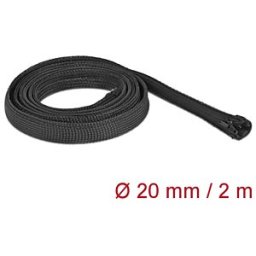 DELOCK 19167 - Braided Sleeve with zip fastener heat-resistant 2 m x 20 mm blac