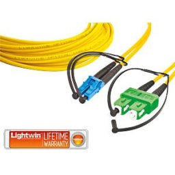 LIGHTWIN LDP-09 LC-SCA1 - Duplex fibre optic patch cable, SM OS2, LC - SC/APC, 1.0 m