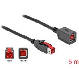 DELOCK 85989 - PoweredUSB extension cable 24 V 5 m