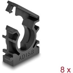 DELOCK 60483 - Cable sleeve holder with locking clip 15.8 mm 8 pieces black