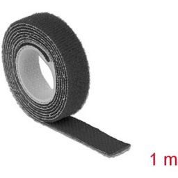 DELOCK 18709 - Hook and loop tape on roll, 1 m x 13 mm, black