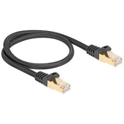 DELOCK 80316 - Patch cable, Cat.6a, S/FTP, braided jacket, 0.5 m, black