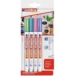 EDDING 4085/4W - Chalk marker, 1 - 2 mm, metallic, pack of four