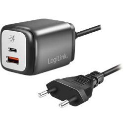 LOGILINK PA0314 - USB charger, 30 W, USB-C, USB-A, GaN, 1.5 m cable