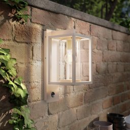 Lucande outdoor wall light Ferda, sensor, hanging, beige, IP44