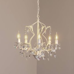 ONLI Crystal chandelier Teresa, ivory, 5-bulb