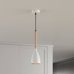 Luminex Muza pendant light, 1-bulb, white/light wood