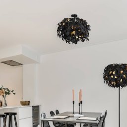 Reality Leuchten Leavy ceiling lamp, Ø 70 cm, black/gold, plastic