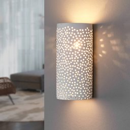 Lindby Perforated wall light Jiru made of white plaster