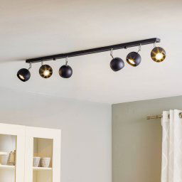 SOLLUX LIGHTING Flame ceiling spotlight, black, 6-bulb