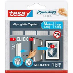 TESA 77723-20 - Powerstrips CLICK, 6x5.4 kg and 8x7.2 kg