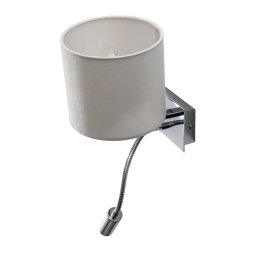 Argon Bilo wall light, white/chrome, textile, 2-bulb, reading light