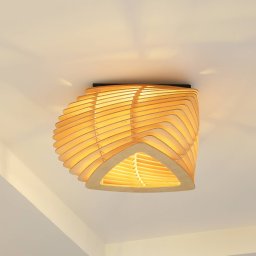 Lindby Sanza ceiling light, 50 cm, wood, curved