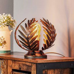 ONLI Felce table lamp in bronze fern design, height 24 cm