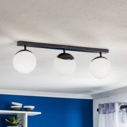 Eko-Light Sfera ceiling lamp, 3-bulb, direct light, long, glass/black